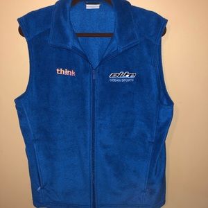 Blue fuzzy Columbia vest Medium